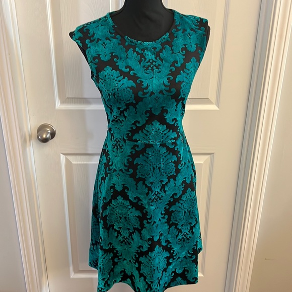 Black and Turquoise Velvet Dress by New York and Company - Picture 1 of 2